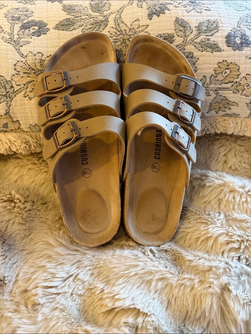 Kids Triple-Buckle Comfort Sandals in Light Brown